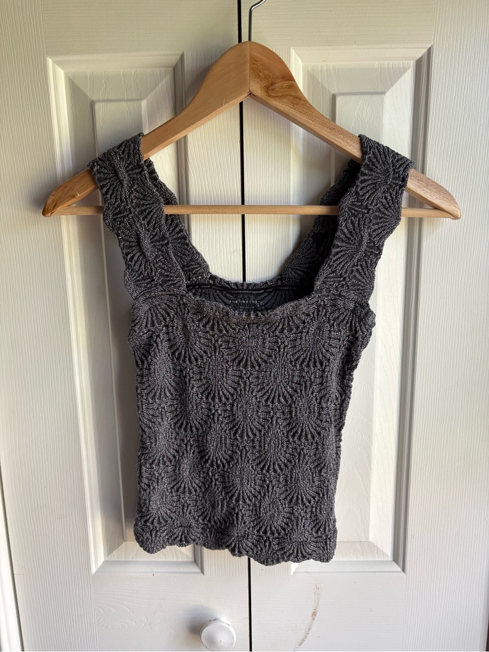 Free People Love Letter Floral Knit Camisole Tank Top Gray Size XS/S